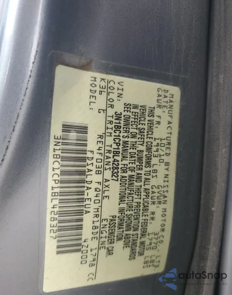 2011 Nissan Versa S from USA, damaged, VIN 3N1BC1CP1BL428327